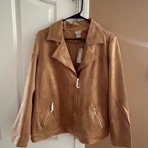Chicos Brand Vegan Suede Moto Jacket